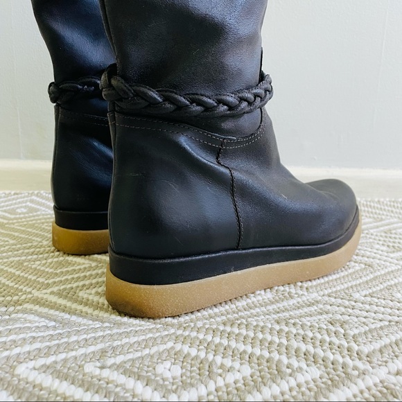 Anthro Miss Albright Leather Braided Knee Boots - Picture 3 of 11